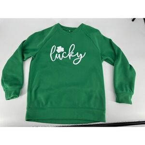 Unbranded Lucky Graphic Sweatshirt Small Green St Patricks Day Pullover